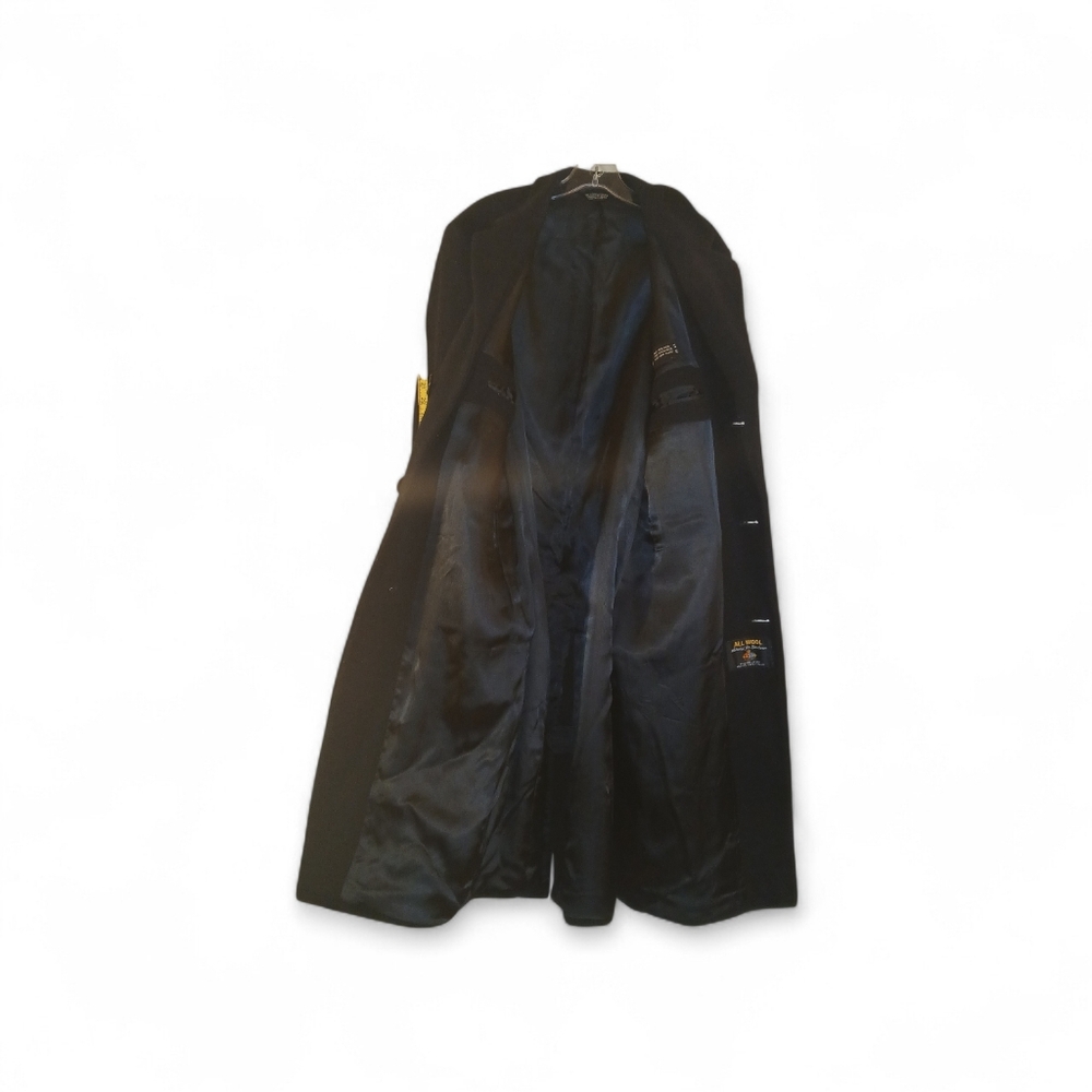 Vintage Classic Pure Wool Mens Black Overcoat 44R - Picture 4 of 8